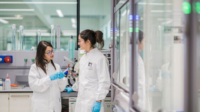 Two women in a laboratory